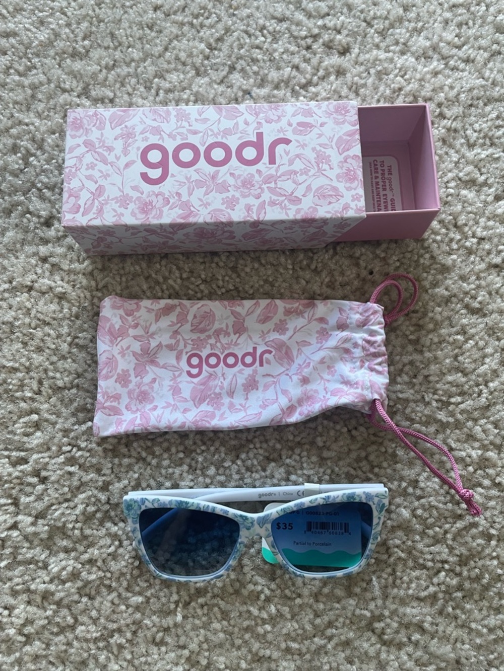 Goodr Blue Floral Sunglasses NWT